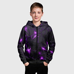 Толстовка на молнии детская Неоновые плиты с фиолетовым свечением, цвет: 3D-черный — фото 2