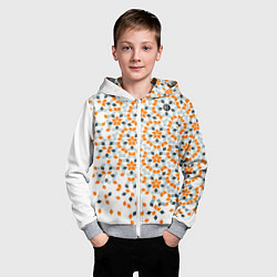 Толстовка на молнии детская Плитки Пенроуза в оранжево серой палитре, цвет: 3D-меланж — фото 2