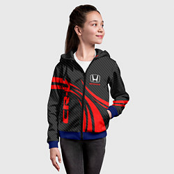 Толстовка на молнии детская Honda CR-V - красный и карбон, цвет: 3D-синий — фото 2