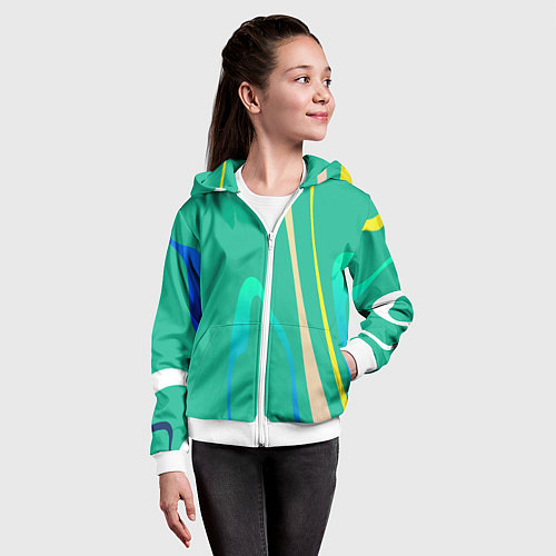 Детская толстовка на молнии Абстрактное изображение, линии / 3D-Белый – фото 4