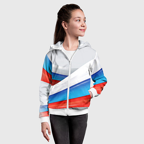 Детская толстовка на молнии Российские флаги / 3D-Белый – фото 4