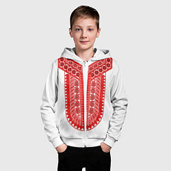 Толстовка на молнии детская Красная славянская вышиванка, цвет: 3D-белый — фото 2