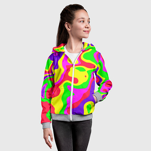 Детская толстовка на молнии Абстракция пять цветов / 3D-Меланж – фото 4