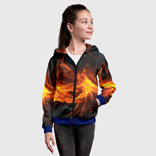 Детская толстовка на молнии Пламя костра / 3D-Синий – фото 4