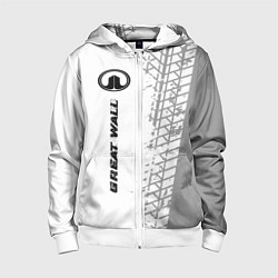Толстовка на молнии детская Great Wall speed на светлом фоне со следами шин: п, цвет: 3D-белый