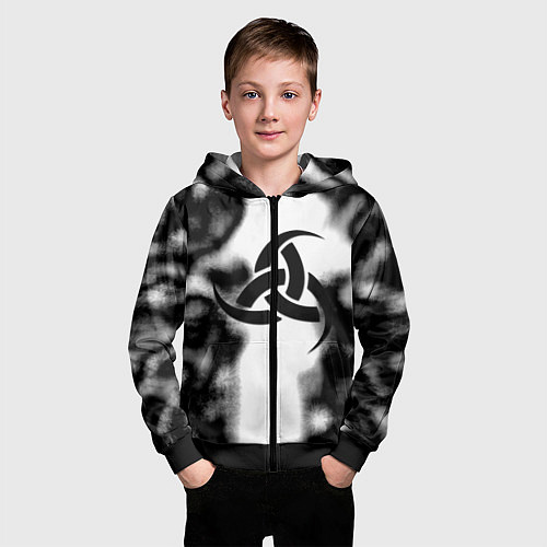 Детская толстовка на молнии Скандинавский узор душа / 3D-Черный – фото 3