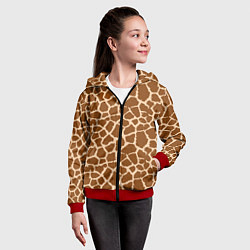 Толстовка на молнии детская Кожа жирафа - giraffe, цвет: 3D-красный — фото 2