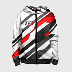 Толстовка на молнии детская Mass effect - white uniform n7, цвет: 3D-черный