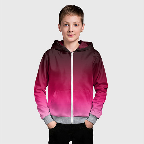 Детская толстовка на молнии Розово-малиновый градиент / 3D-Меланж – фото 3