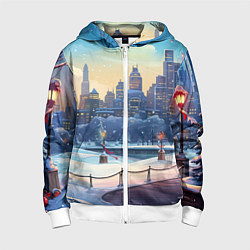 Детская толстовка на молнии Зимний большой город