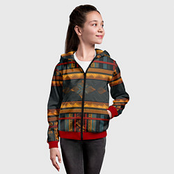 Толстовка на молнии детская Этнический рисунок в полоску, цвет: 3D-красный — фото 2