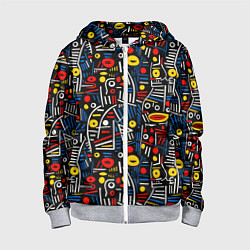 Толстовка на молнии детская Африканский орнамент, цвет: 3D-меланж
