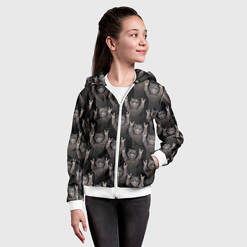 Детская толстовка на молнии Коты любят рок-музыку / 3D-Белый – фото 4