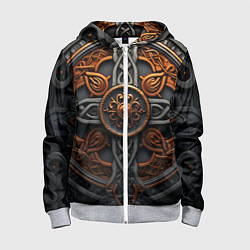 Толстовка на молнии детская Орнамент в викингском стиле, цвет: 3D-меланж