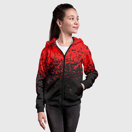 Детская толстовка на молнии Красно-чёрный переход / 3D-Черный – фото 4