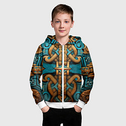 Толстовка на молнии детская Орнамент в норвежском стиле, цвет: 3D-белый — фото 2