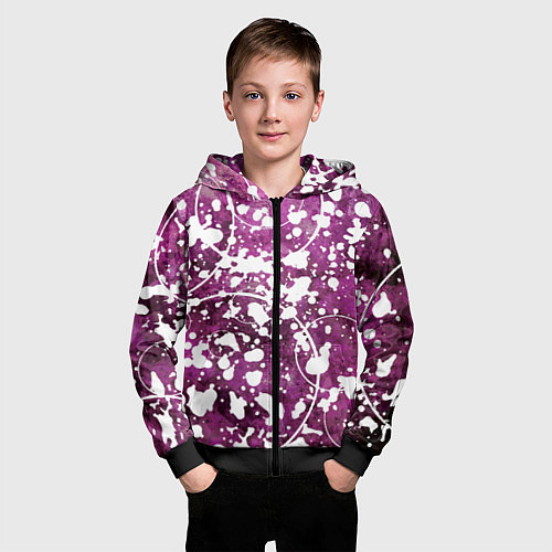 Детская толстовка на молнии Абстракция - круги на пурпурном / 3D-Черный – фото 3