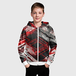 Толстовка на молнии детская Киберпанк линии белые и красные, цвет: 3D-белый — фото 2