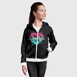 Толстовка на молнии детская Разбитое сердце с линией пульса со свечением, цвет: 3D-белый — фото 2