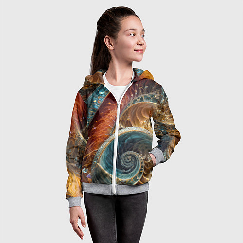 Детская толстовка на молнии Текстура спираль из кристалов / 3D-Меланж – фото 4