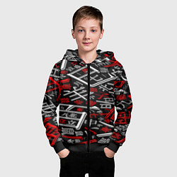 Толстовка на молнии детская Японские аниме иероглифы, цвет: 3D-черный — фото 2