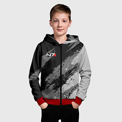 Толстовка на молнии детская N7 - mass effect monochrome, цвет: 3D-красный — фото 2