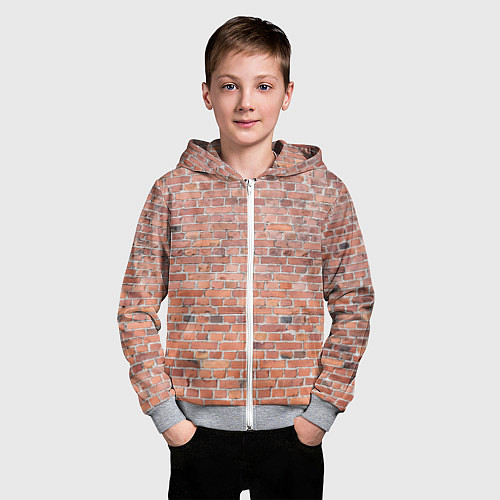 Детская толстовка на молнии Кирпичная стена узор / 3D-Меланж – фото 3
