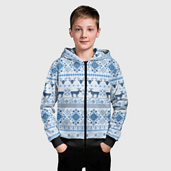Толстовка на молнии детская Blue sweater with reindeer, цвет: 3D-черный — фото 2