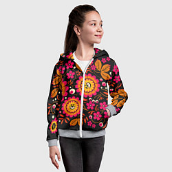 Толстовка на молнии детская Хохлома параноидальная, цвет: 3D-меланж — фото 2