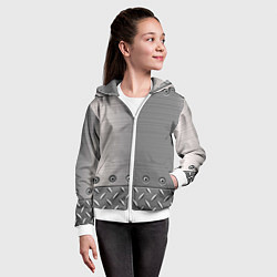 Толстовка на молнии детская Стальные листы, цвет: 3D-белый — фото 2