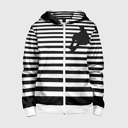 Детская толстовка на молнии Силуэт на чёрно белом полосы