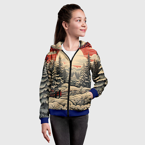 Детская толстовка на молнии Блеск снежинок новогодний стиль / 3D-Синий – фото 4