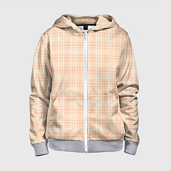 Детская толстовка на молнии Клетчатый тёплый бежевый