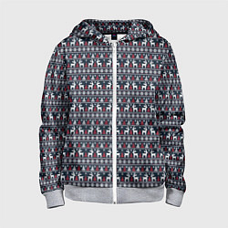 Детская толстовка на молнии Новогодние олени с елочками