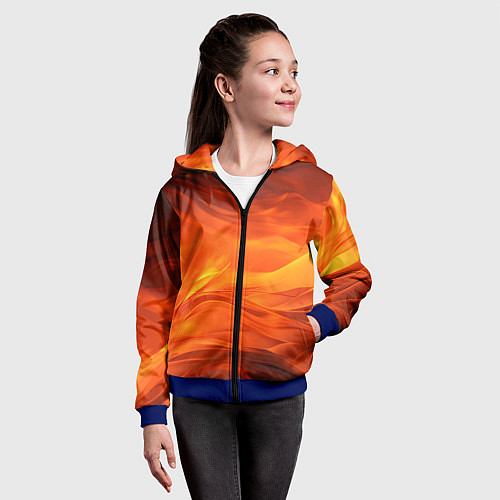 Детская толстовка на молнии Яркий огонь / 3D-Синий – фото 4