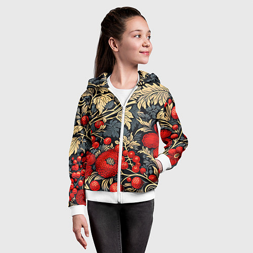 Детская толстовка на молнии Новогодние ягодки и узоры / 3D-Белый – фото 4