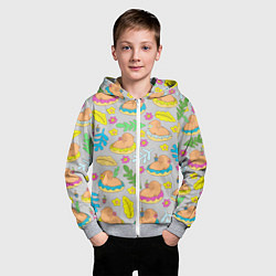 Толстовка на молнии детская Семья капибар на отдыхе, цвет: 3D-меланж — фото 2