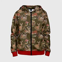 Толстовка на молнии детская Разные животные, цвет: 3D-красный