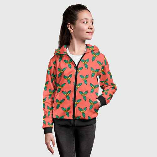 Детская толстовка на молнии Ягоды остролиста / 3D-Черный – фото 4