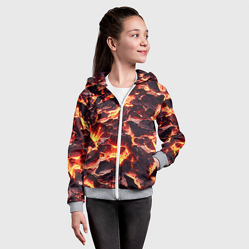 Детская толстовка на молнии Бурлящая лава / 3D-Меланж – фото 4
