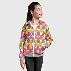 Толстовка на молнии детская Новогодние разноцветные ёлочки, цвет: 3D-меланж — фото 2