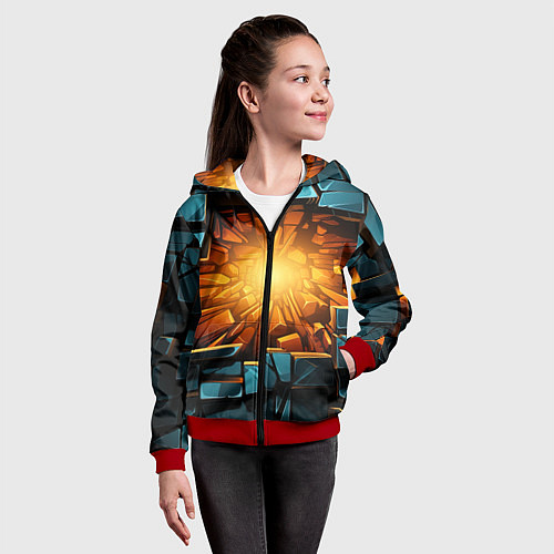 Детская толстовка на молнии Геометрическая огненная яма иллюзия / 3D-Красный – фото 4