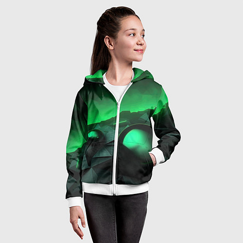 Детская толстовка на молнии Асимметрия растительного узора / 3D-Белый – фото 4