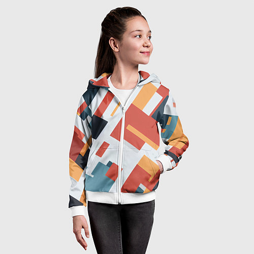 Детская толстовка на молнии Геометрический узор - нейросеть / 3D-Белый – фото 4