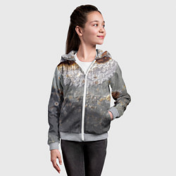 Толстовка на молнии детская Коррозия металла гранж текстура, цвет: 3D-меланж — фото 2