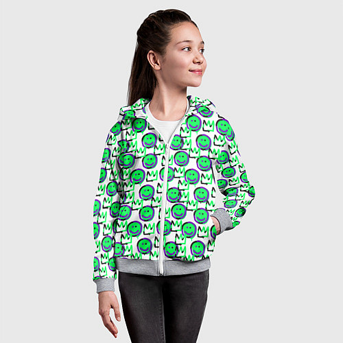 Детская толстовка на молнии The Crowned smiley / 3D-Меланж – фото 4