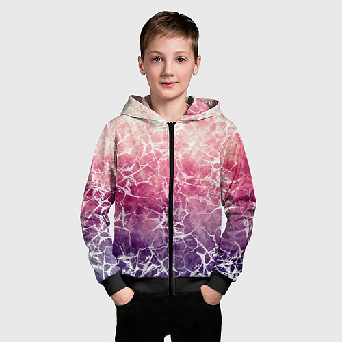 Детская толстовка на молнии Абстракция - паутинка на сине-красном фоне / 3D-Черный – фото 3