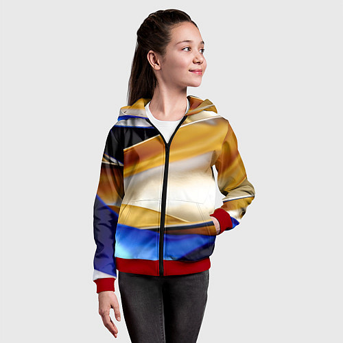 Детская толстовка на молнии Белая желтая синяя абстракция / 3D-Красный – фото 4