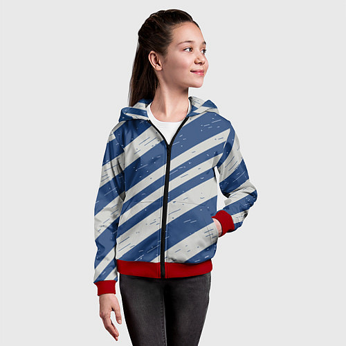 Детская толстовка на молнии Сине-белый шик / 3D-Красный – фото 4