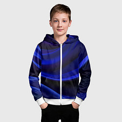 Толстовка на молнии детская Темная синяя абстракция, цвет: 3D-белый — фото 2